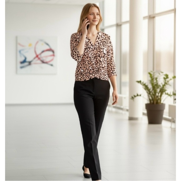 Topshop Animal Print Faux Wrap Top - Picture 13 of 13